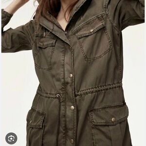 Aritzia Talula Olive Utility Jacket with Drawstring Waist